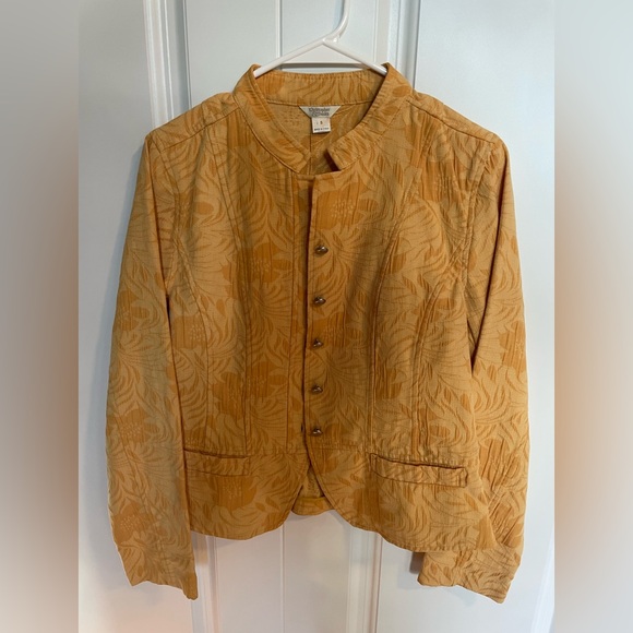 Christopher & Banks Jackets & Blazers - YELLOW TAPESTRY LONG SLEEVES MILITARY JACKET SMALL